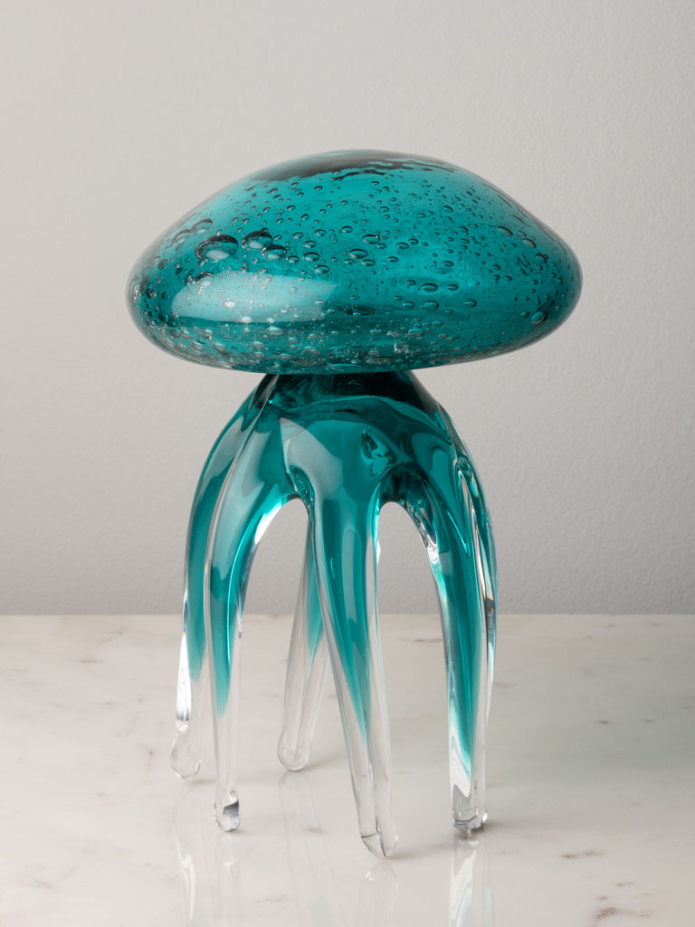 Grande méduse turquoise en verre Chehoma