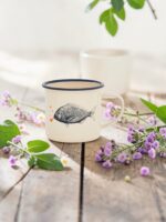 Mug Poissons Émail blanc et bleu Batela