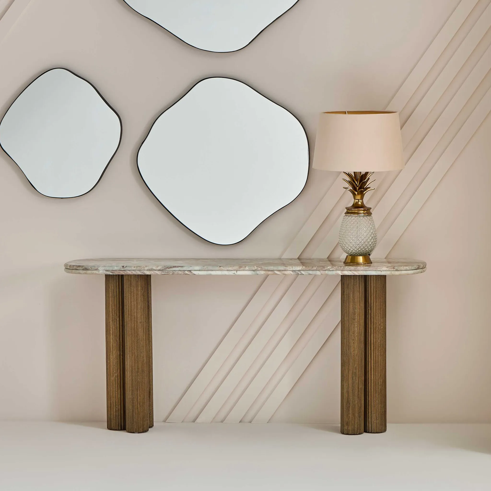 Console en bois massif et marbre Buren Signature