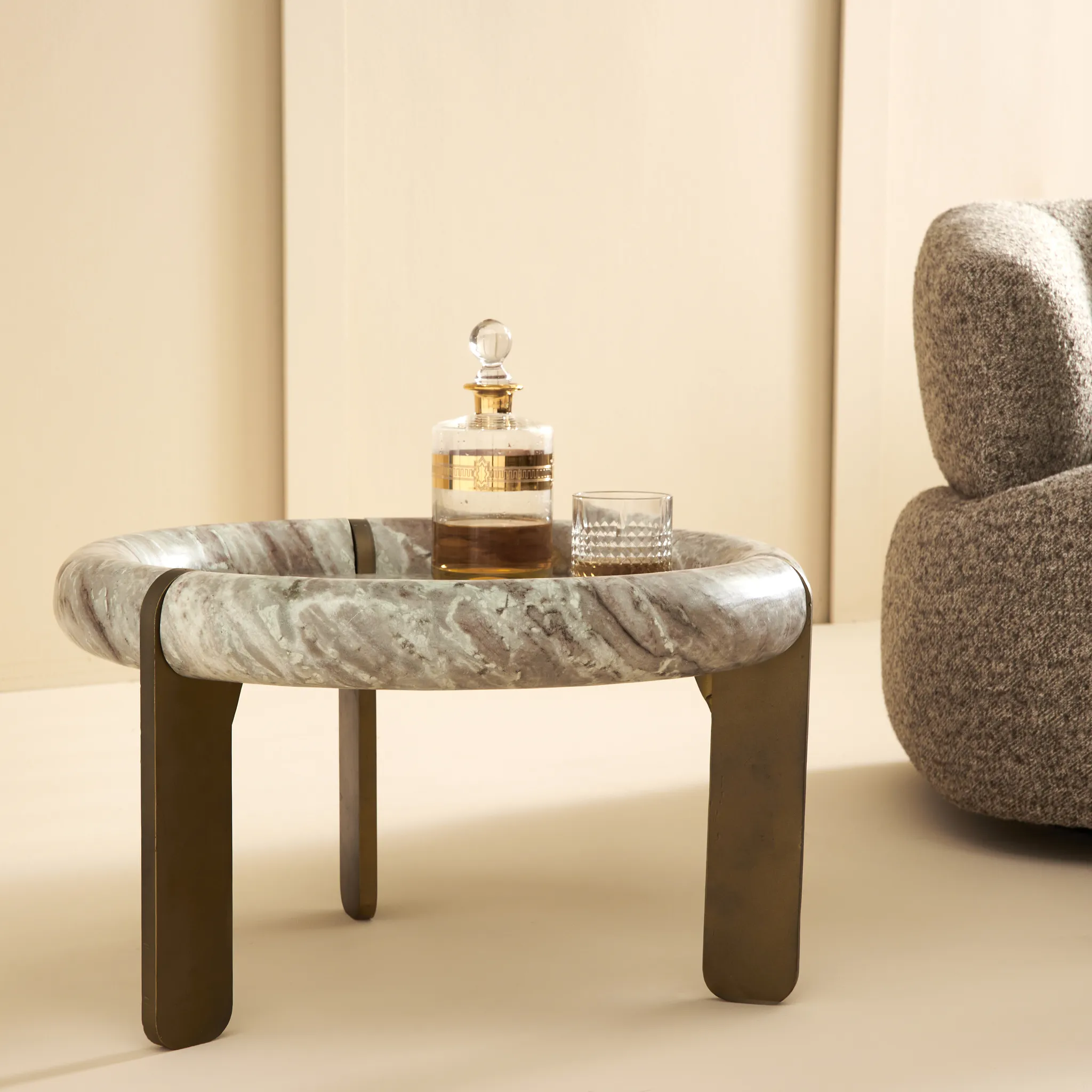 Petite table basse marbre et métal Prosper Signature