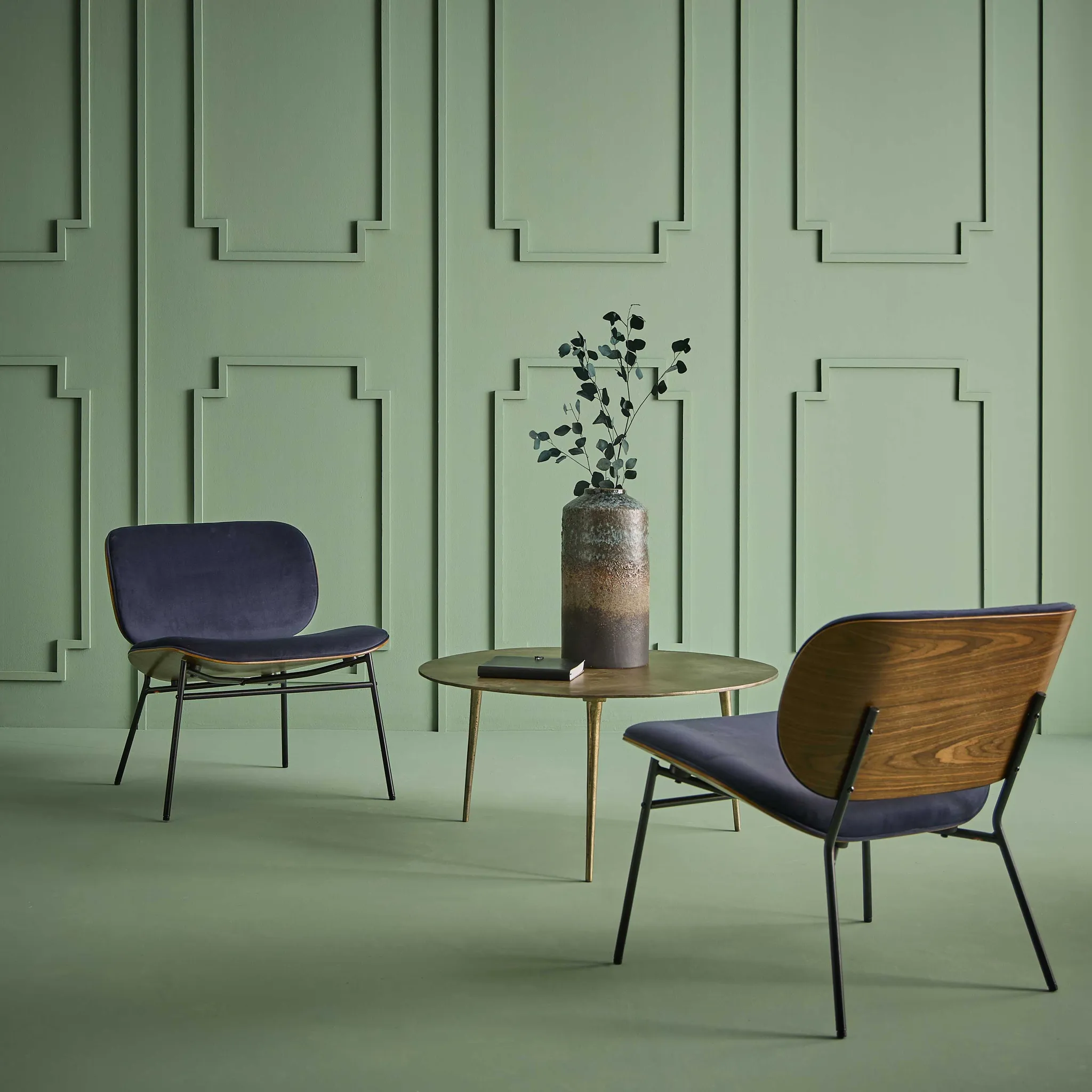 Fauteuil Serge velours bleu Signature