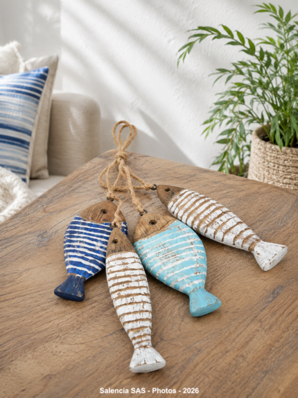 Chapelet de 4 poissons en bois Batela