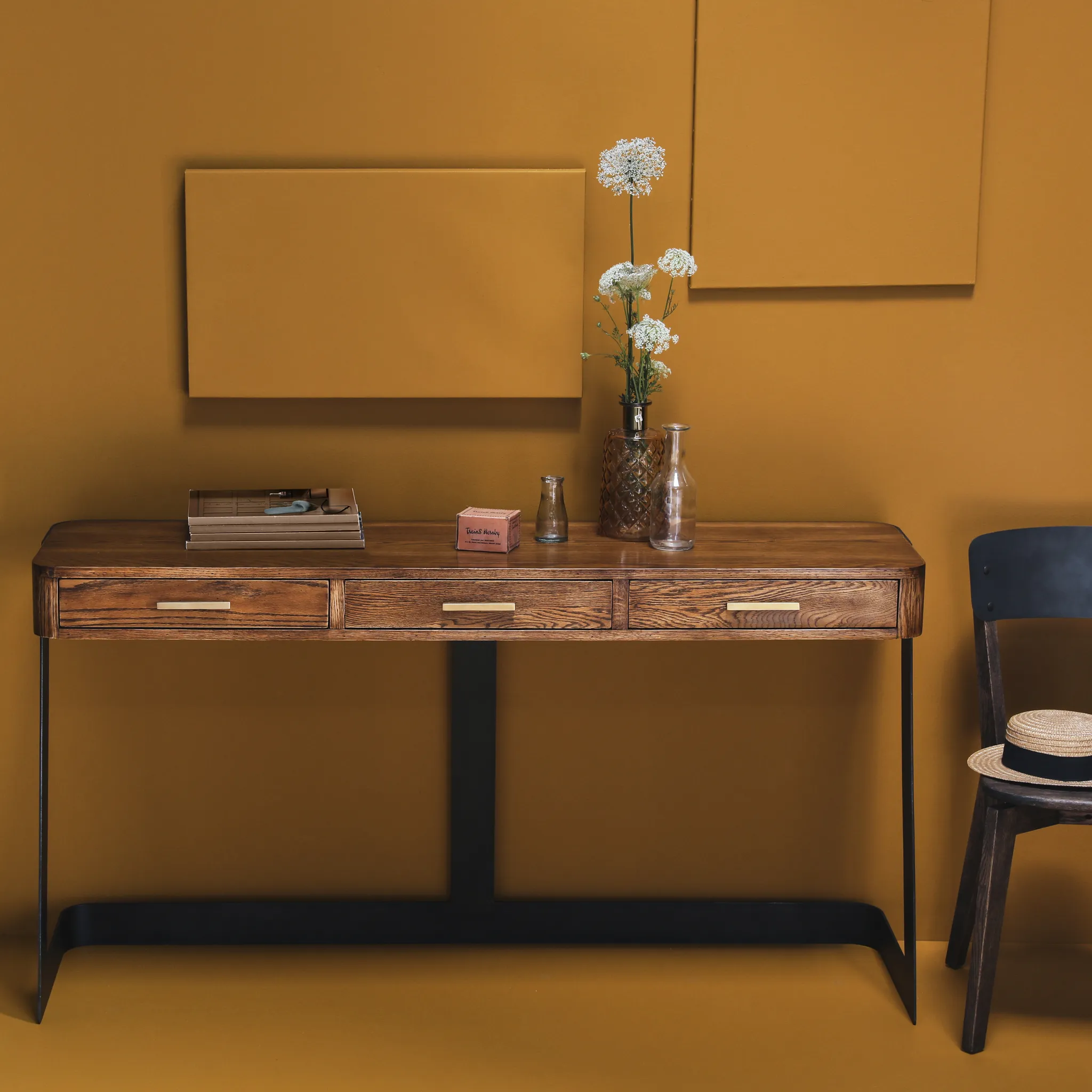 Console en métal et chêne foncé Scarlett Signature