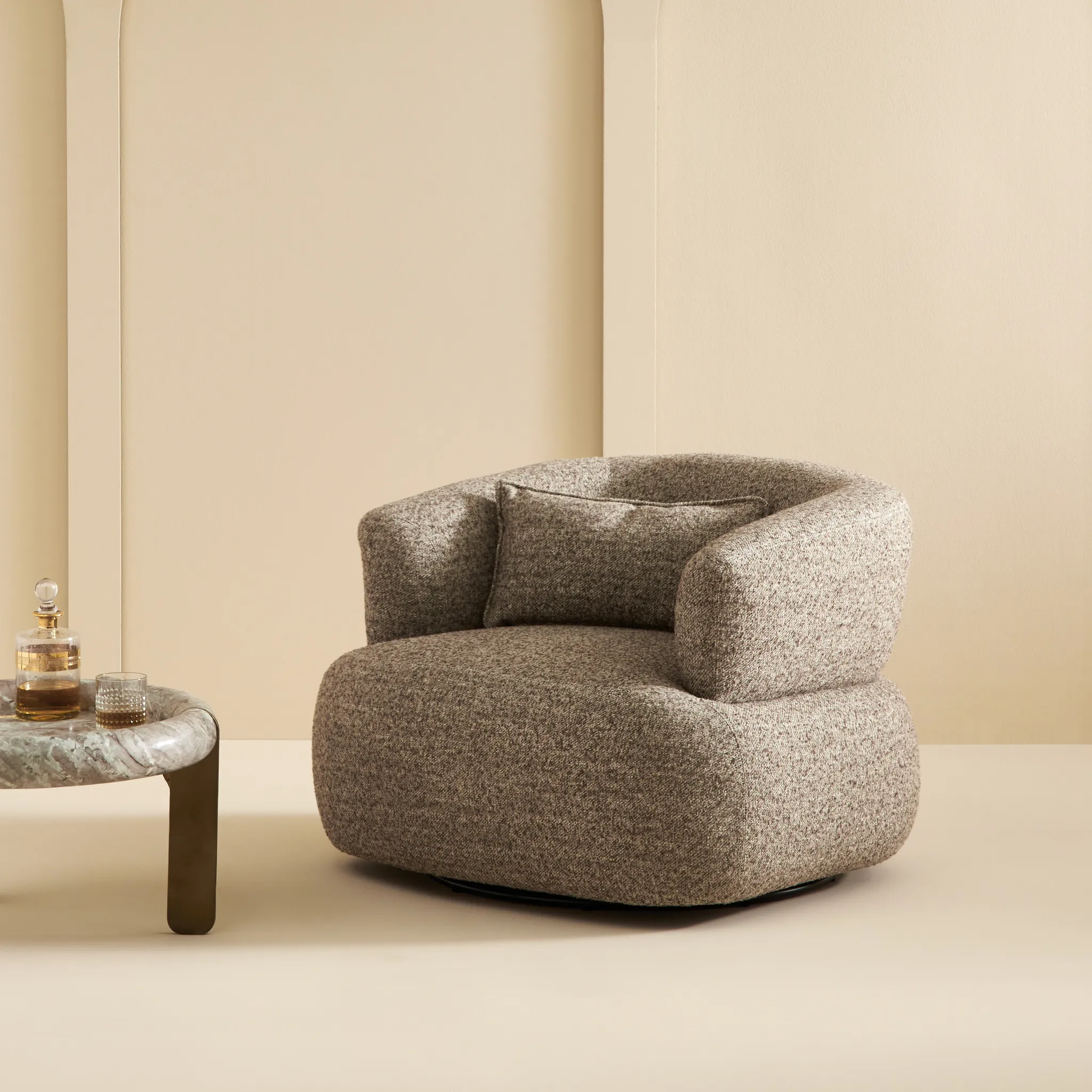 Fauteuil pivotant en tissu brun Regis Signature