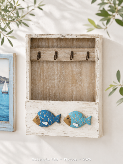 Boite à clés en bois Poissons Batela