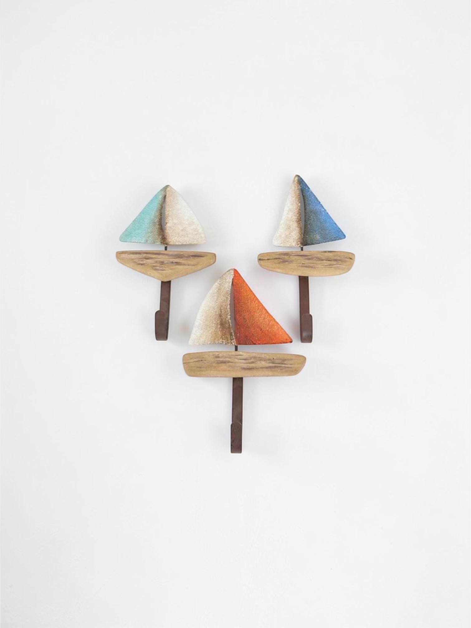 Set de 3 porte-manteaux bois et métal Voiliers Batela