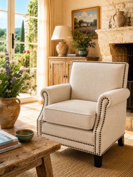 Fauteuil Hector tramé lin Signature