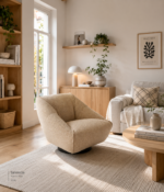Fauteuil pivotant couleur lin Henry