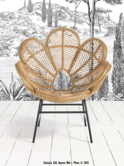 Fauteuil rotin Fleur Signature