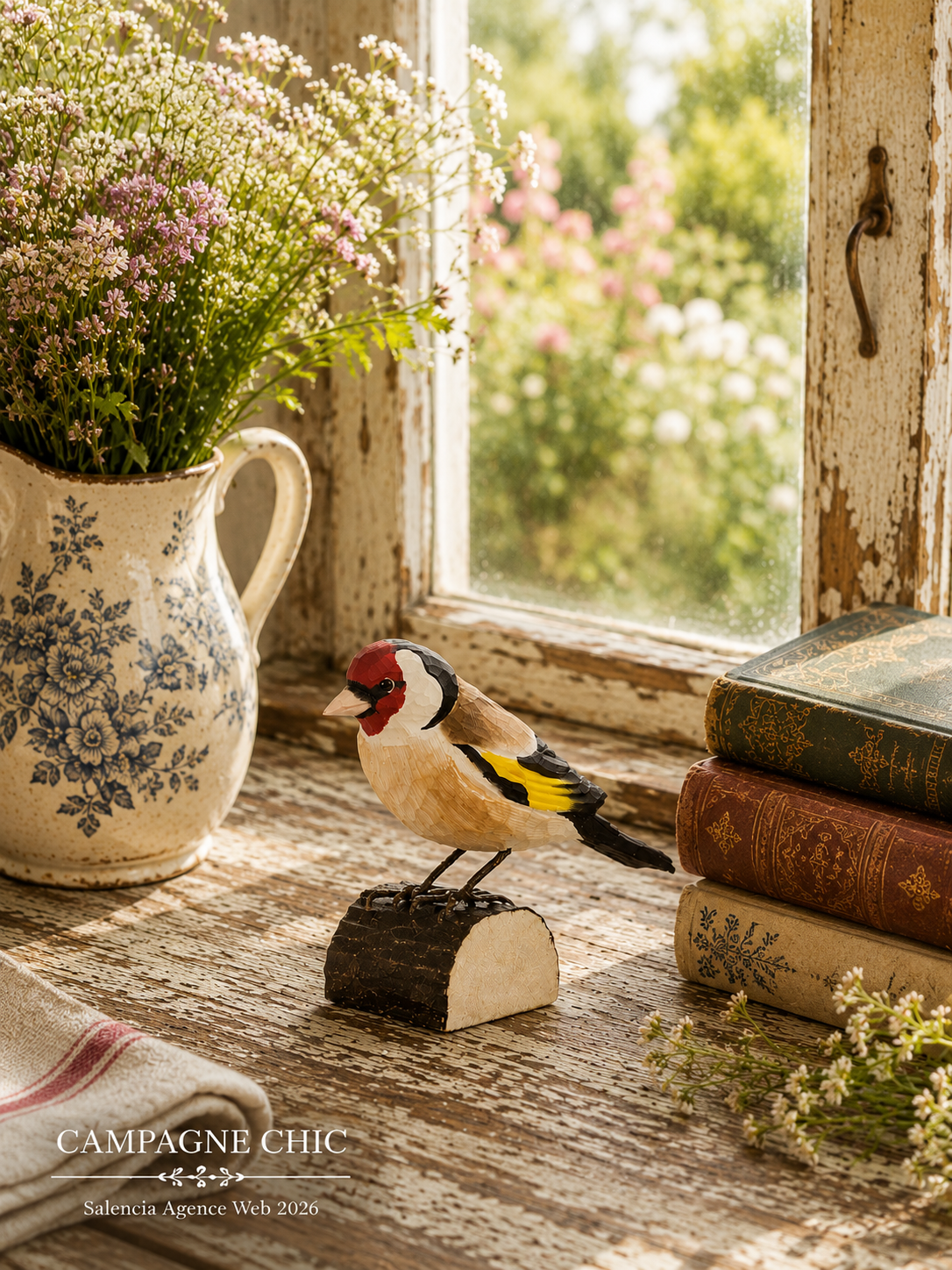 figurine-bois-chardonneret-elegant-wildlife-garden-WG406 Figurine bois Chardonneret élégant – Image 1