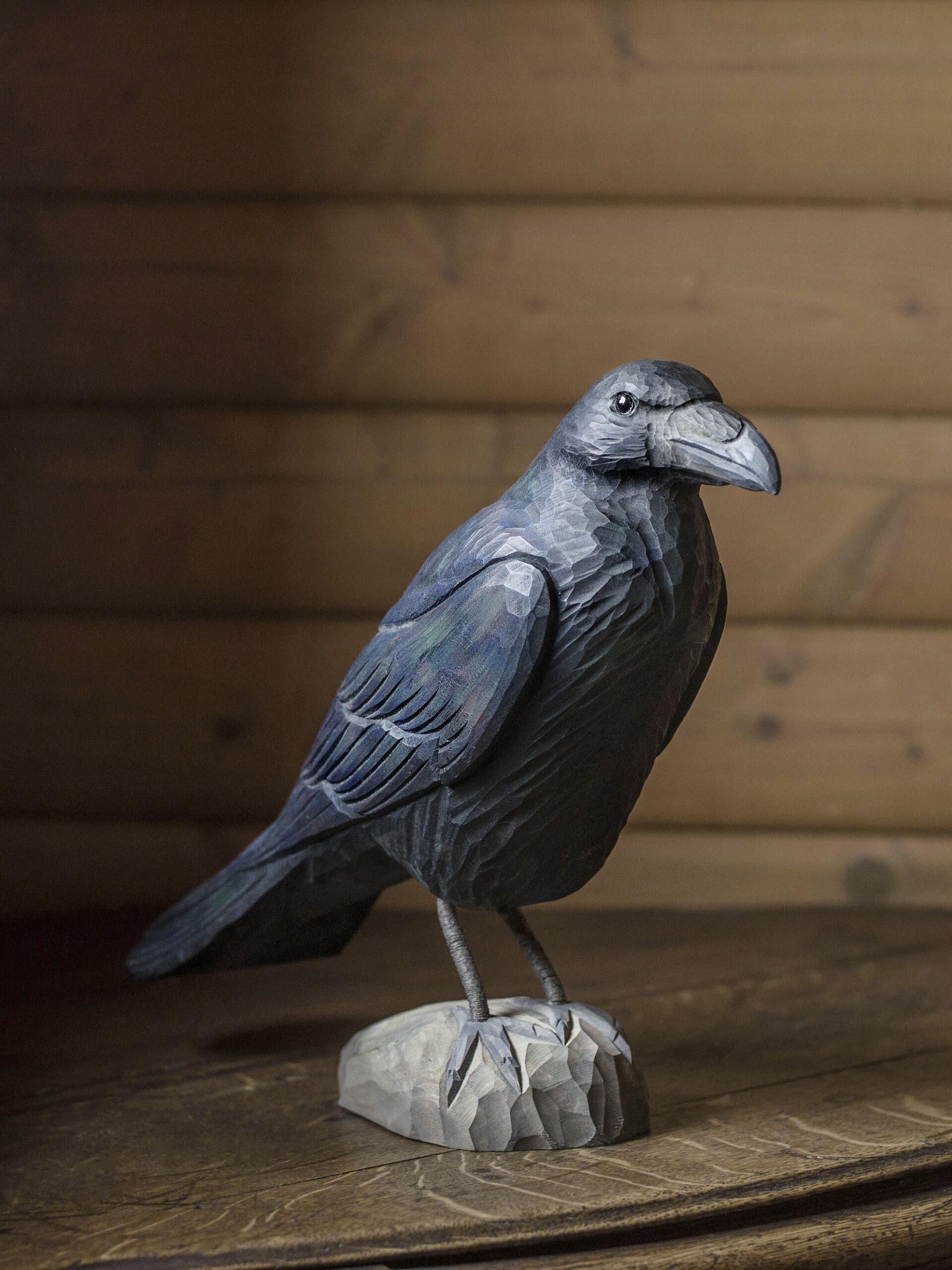 Figurine bois Grand Corbeau Wildlife Garden
