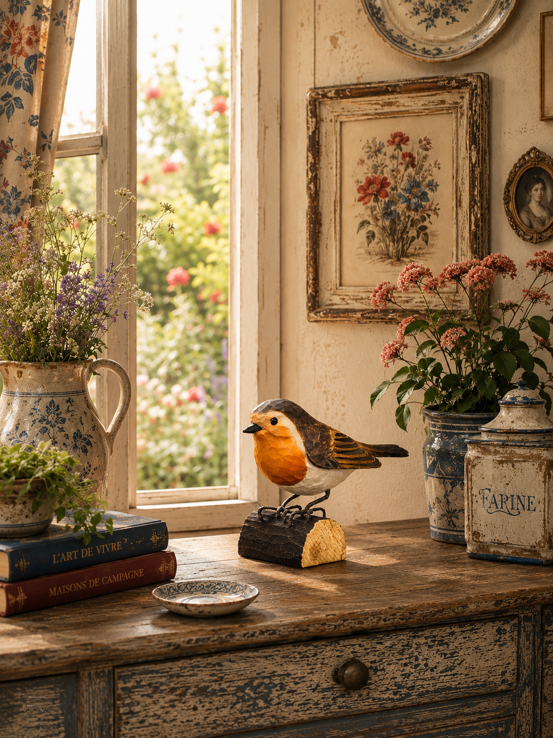 figurine-bois-rouge-gorge-wildlife-garden-WG4404 Figurine bois Rouge-gorge – Image 1