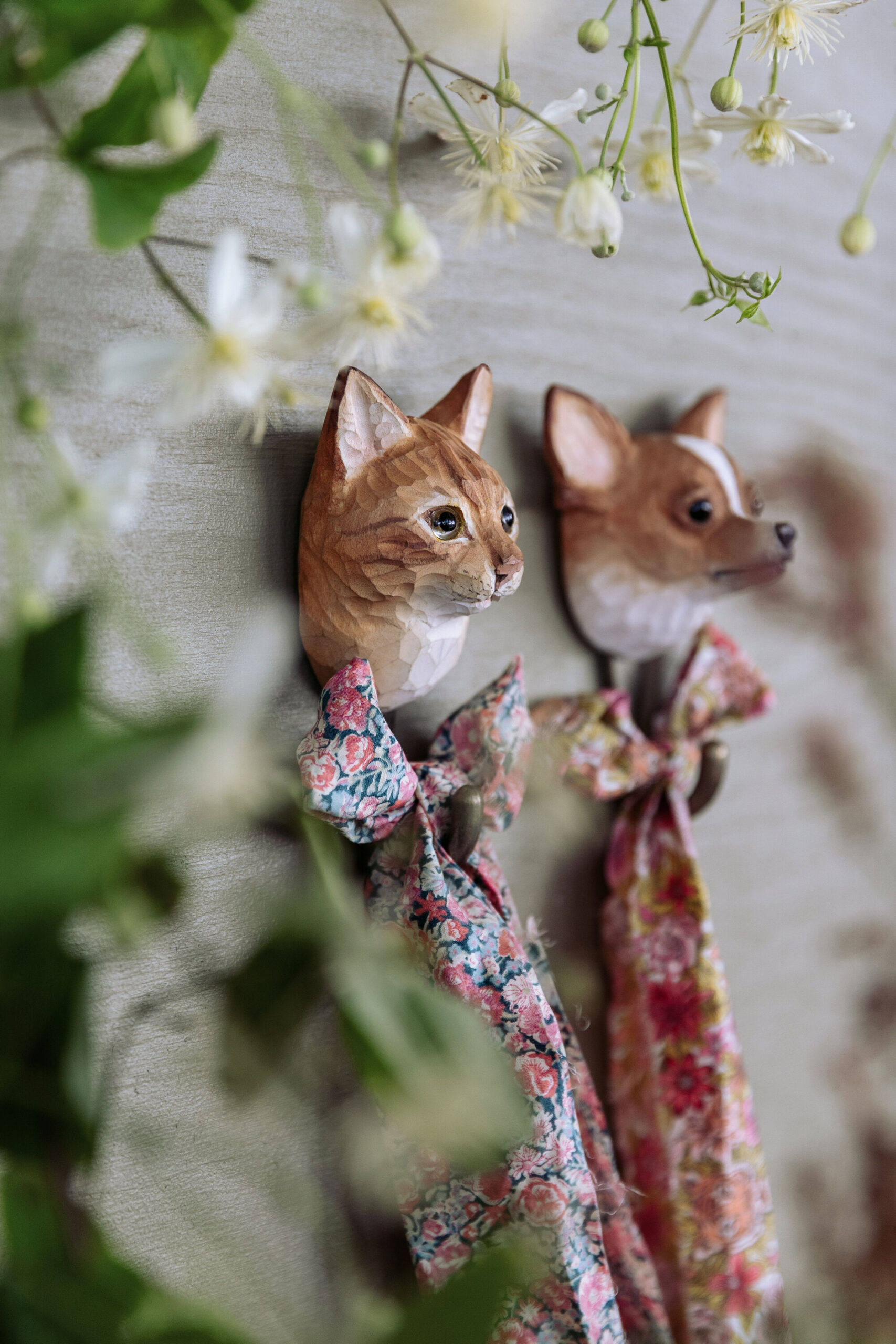 Patère bois métal Chat Wildlife Garden