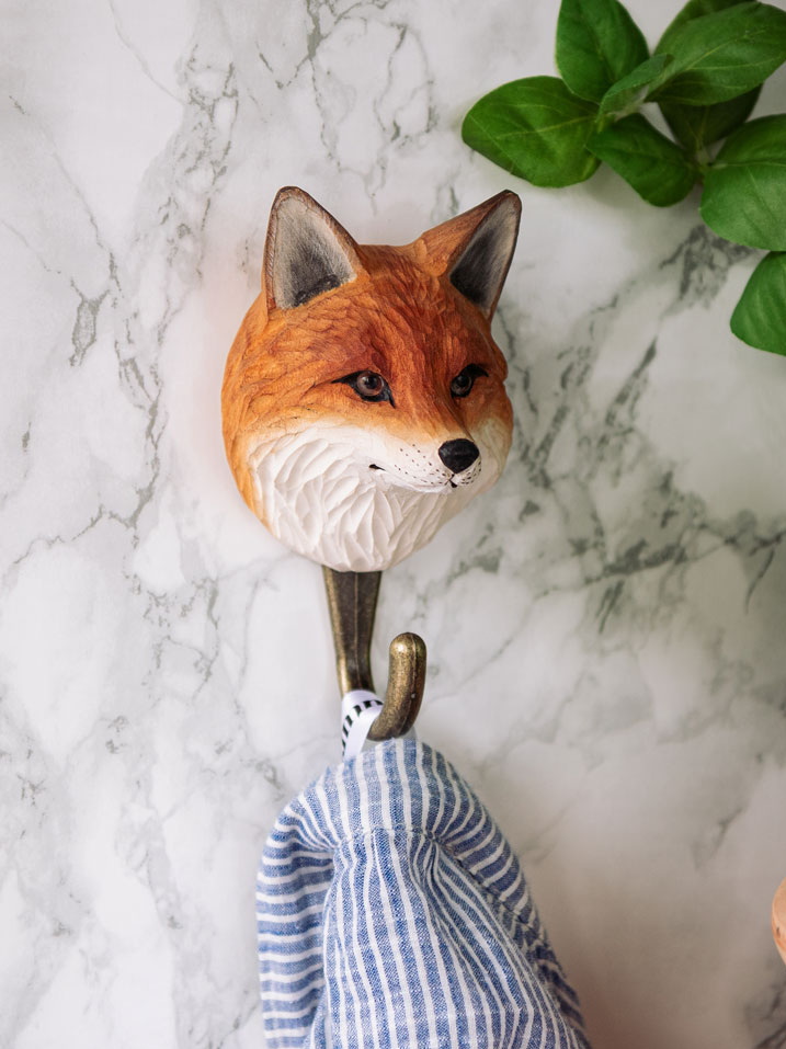 Patère bois métal Renard Roux Wildlife Garden