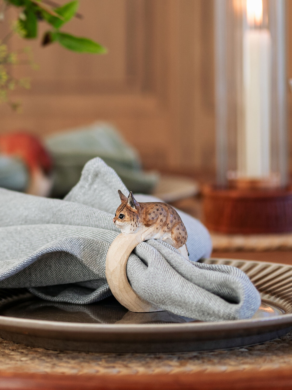 Rond de Serviette bois Lynx Wildlife Garden