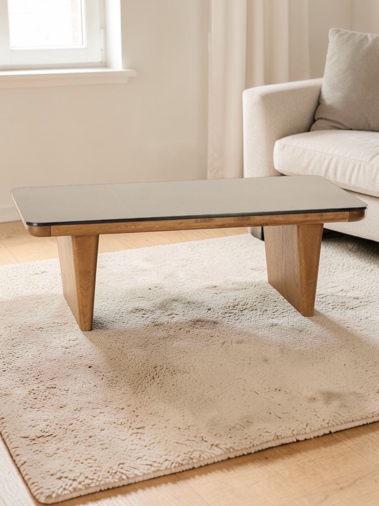 Table Basse chêne et pierre Dabo Athezza