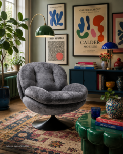 Fauteuil Memento Gris pied noir Athezza